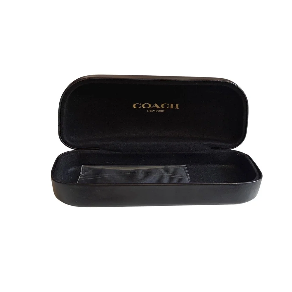 Coach New York Black Hard Shell Clamshell Eyewear Case with Cleaning Cloth